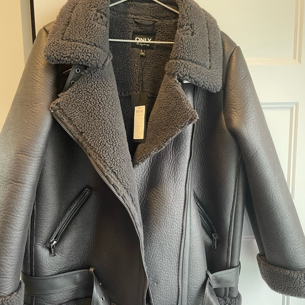 Only Gray Teddy Jacket Plush Lining